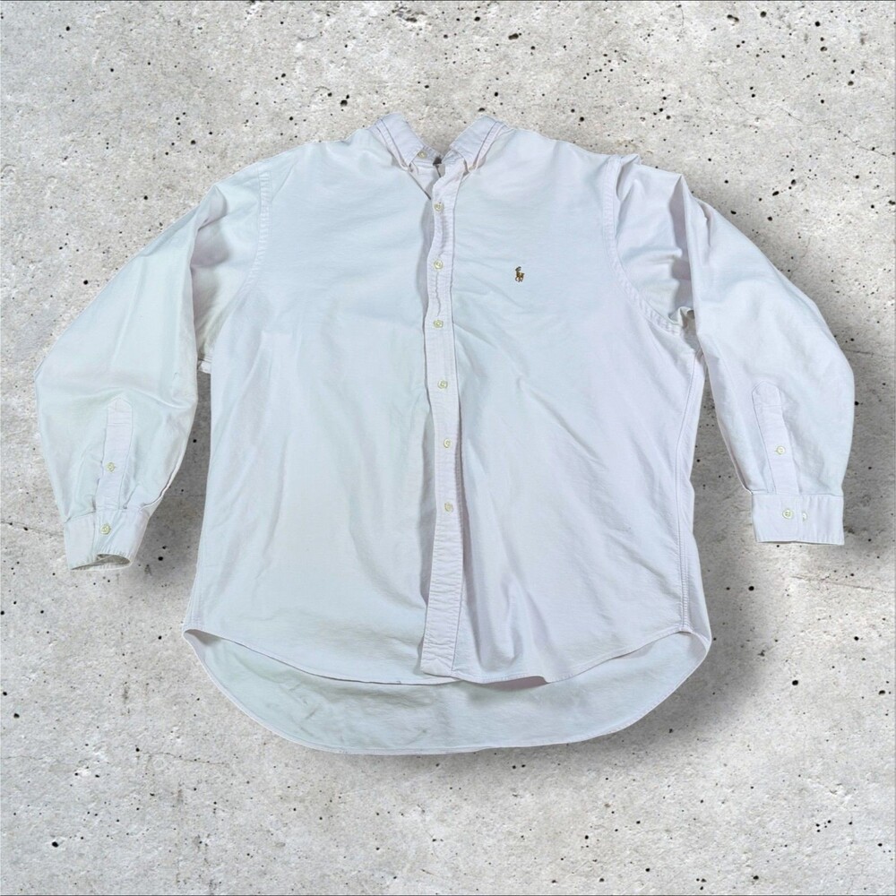 Polo Ralph Lauren Oxford Shirt Men 17.5 34/35 Pink Classic Fit Cotton Flaws - Picture 1 of 15
